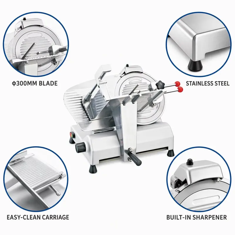 Electric Deli Slicer 12 Inch - Affettatrice elettrica professionale per carne, con